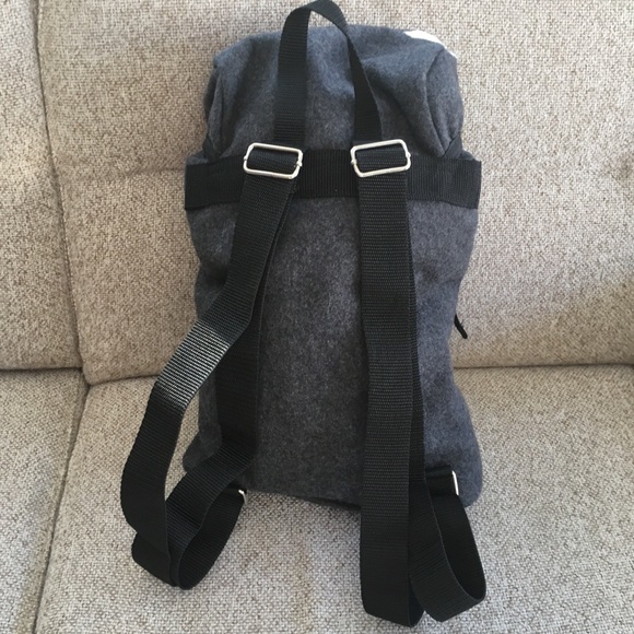 Bags Nwot Unique Grey Wool Backpack Black Straps Poshmark